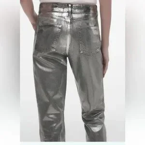 Zara | Jeans | Zara The Metallic Slim Waxed Jeans | Poshmark